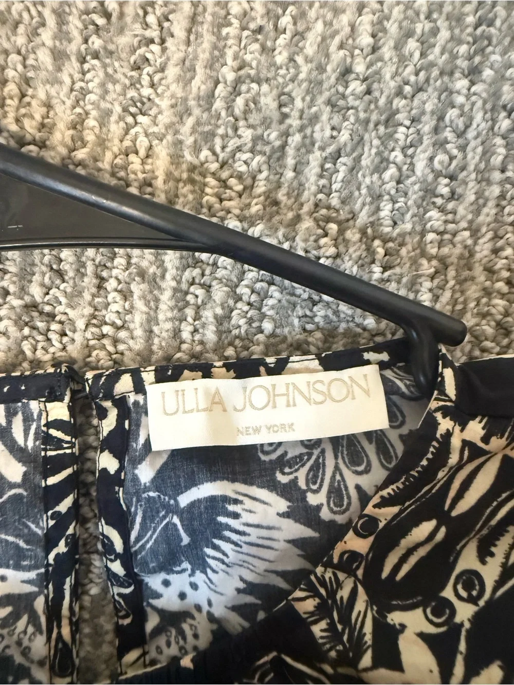 Ulla Johnson Black and White Botanical Puff Sleeve Blouse
